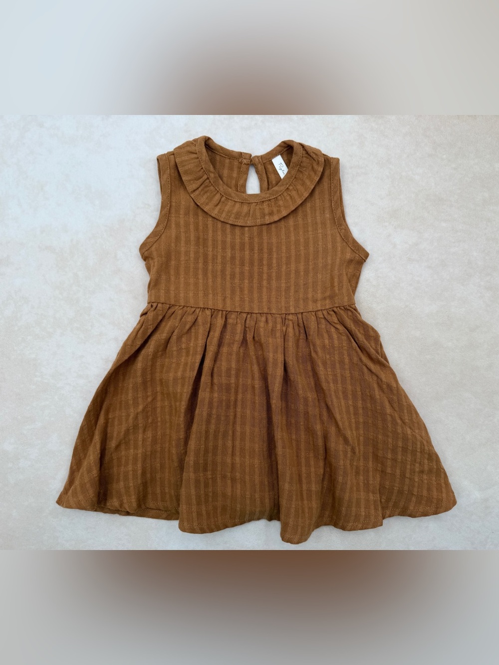 New Rylee + Cru Sleeveless Ruffle Collar Dress - Brown